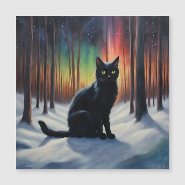 Magia iluminada por la luna: un gato negro en el b (Anverso)