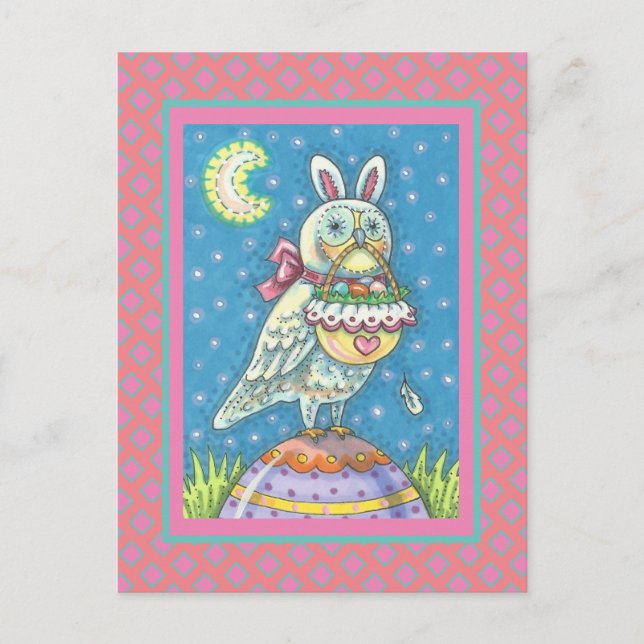 MAGIC BARN OWL CON TARJETA POSTAL DE OREJAS DE BUN (Anverso)