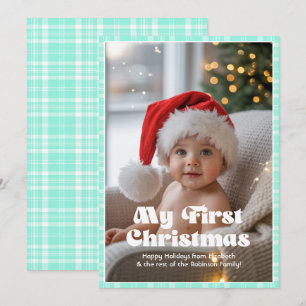 Magic Mint Gingham Mi Primer Navidad Bebé
