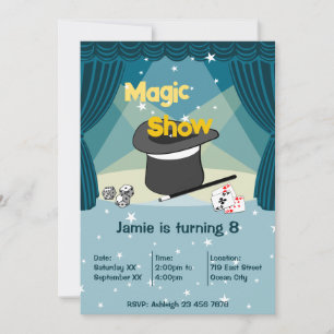 Magic Show Kids 8Birthday Party Invitation Card