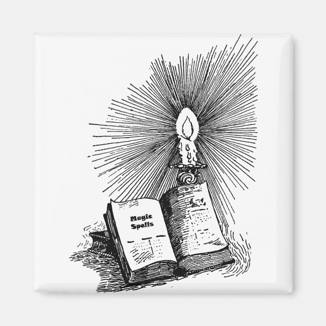 Magic Spells Book Candle Witchcraft imán de arte (Frente)