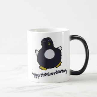 Mágica 3ro Taza del pingüino del aniversario