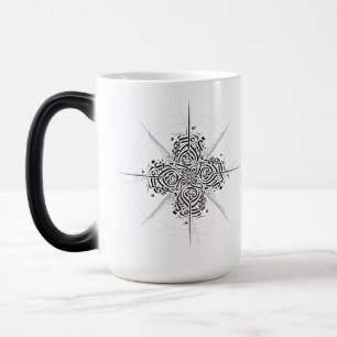 Mágica Brújula de Caligrafía Abstracta - Taza de Cerámica