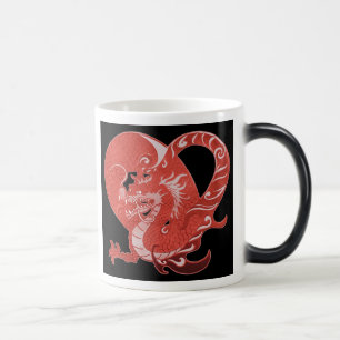 Mágica Corazón del dragón Morphing la taza de cerámica