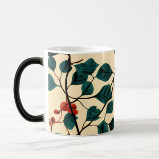 Mágica Diseño de taza con patrón de hojas botánicas vinta