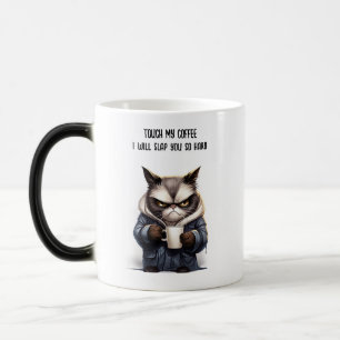 Mágica Gato gruñón con taza de café