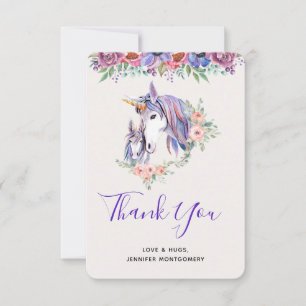 Magica Mamá Unicornio y Bebé Agradecimiento Acuare