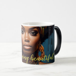 Mágica Reina negra Buenos días hermosa taza