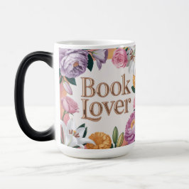 Mágica Taza Amante de Libros Floral Blanca