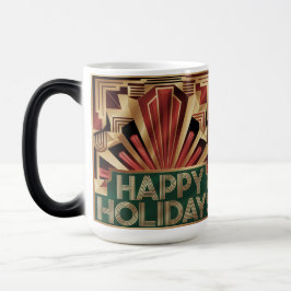 Mágica Taza Art Déco de Felices Fiestas dorado cambiante