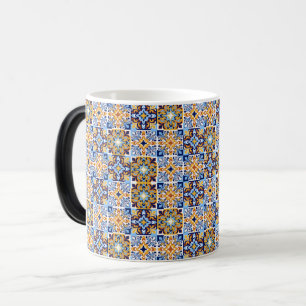 Mágica Taza azul y marrón mediterránea
