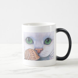 Mágica Taza blanca del gato y del caracol