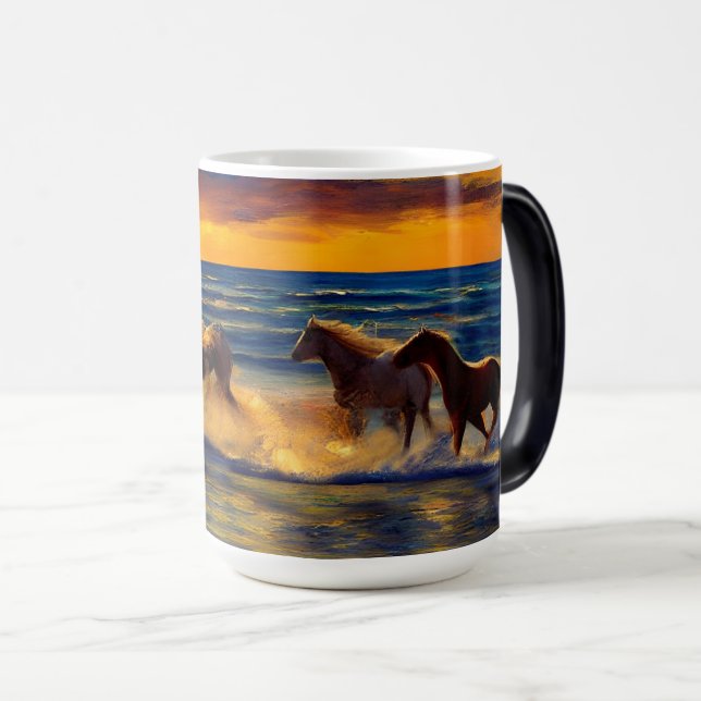 Mágica Taza Caballos Al Atardecer (Anverso derecho)