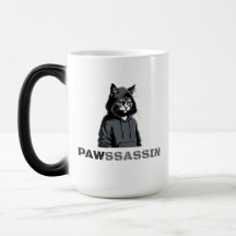 Taza cambiante PAWSSASSIN – Gato con capucha disfr