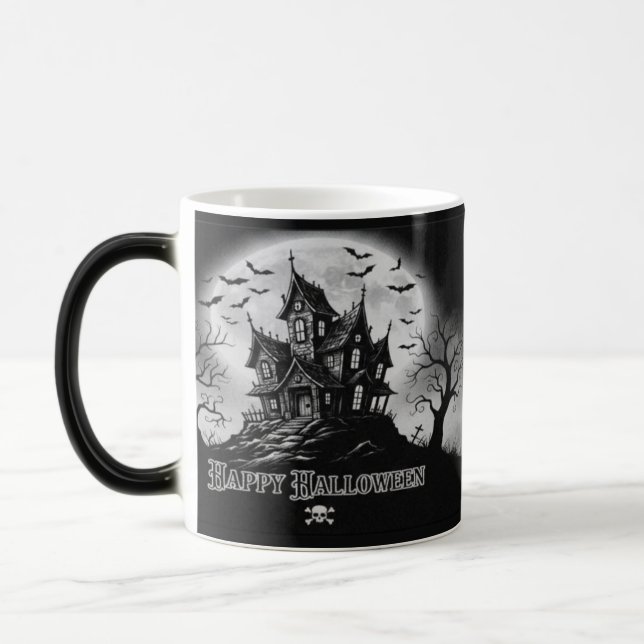 Mágica Taza Casa Embrujada Monocroma (Izquierda)