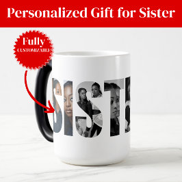 Mágica Taza con collage de fotos de hermanas con cambio d