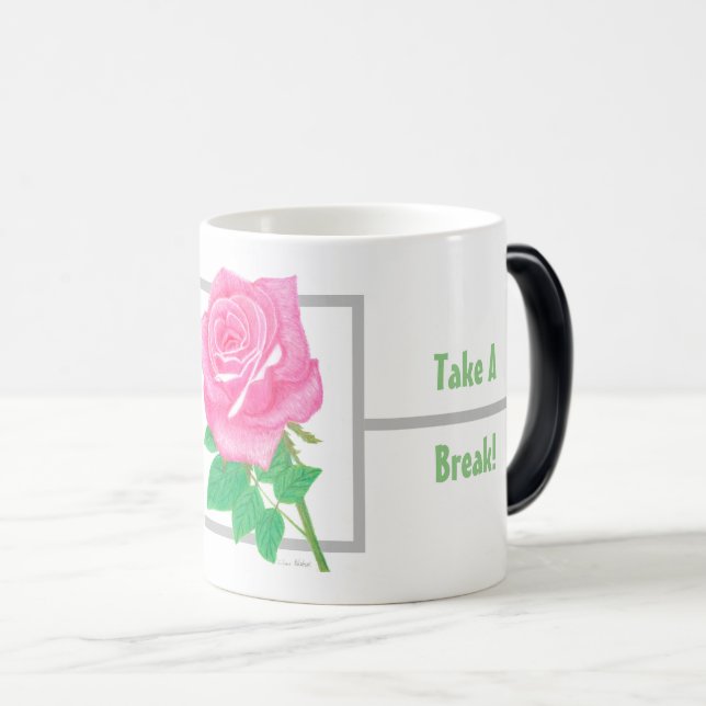 Mágica Taza con rosa rosa cambiante (Anverso derecho)
