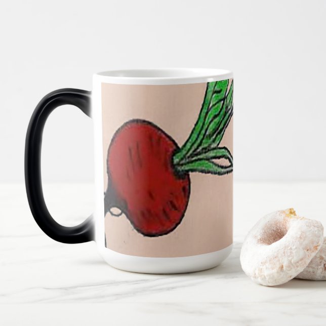 Mágica Taza con un diseño de rábano (Con donut)