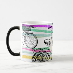 Mágica taza de alegría en bicicleta con dicho inspirador