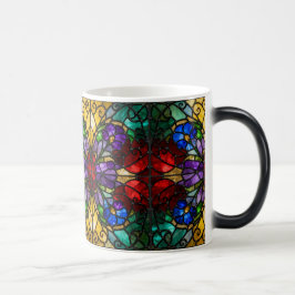 Mágica Taza de arte de vidrio emplomado floral de tonos j