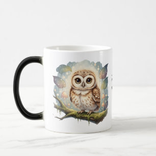 Mágica Taza de búho linda personalizada, animal forestal