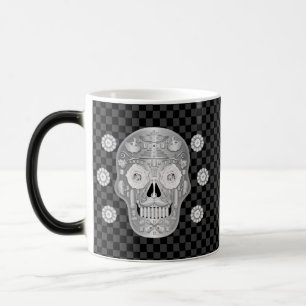 Mágica Taza de café Chrome Calavera (Rosa Blanca)