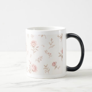 Mágica Taza de café con estampado floral de rosa polvorie
