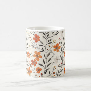 Mágica taza de café con flores, taza de café con flores,