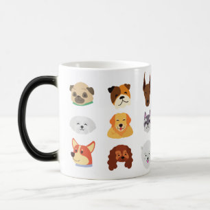 Mágica Taza de café con patrón de razas de perros colorid