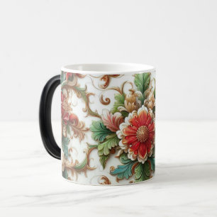 Mágica Taza de café de cerámica floral blanca, 15oz