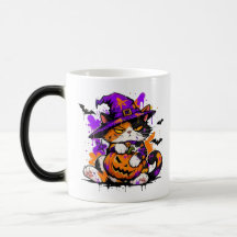Taza de café de Halloween L&S Witch Cat