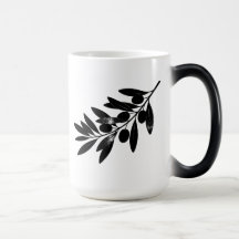 Taza De Café De Rama De Olivo Negra Minimalista