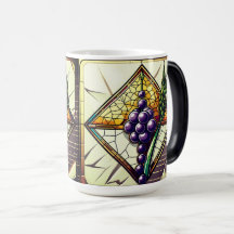 Taza de café de uvas de vidrio y trigo