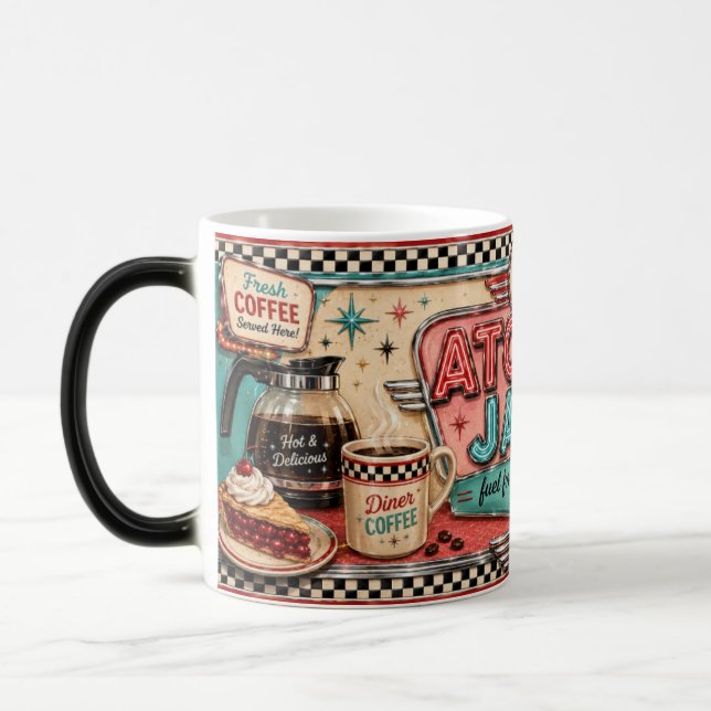 Mágica Taza de café Diner Retro de los 50 Atomic Java (Izquierda)