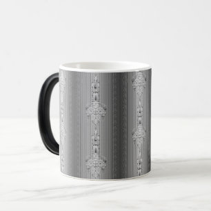 Mágica Taza de café gris con estampado floral barroco y b