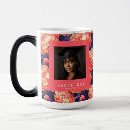 Mágica Taza de café para graduado con estampado de peonía