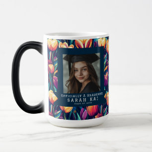 Mágica Taza de café para graduados con flor de tulipán co