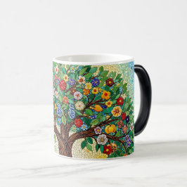 Mágica taza de cerámica con patrón de árbol en mosaico de
