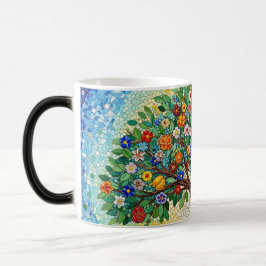 Mágica taza de cerámica con patrón de árbol en mosaico de