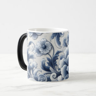 Mágica Taza de cerámica floral vintage Botanica azul y