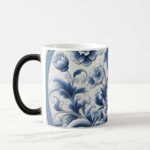 Mágica Taza de cerámica floral vintage   Botanica azul y 