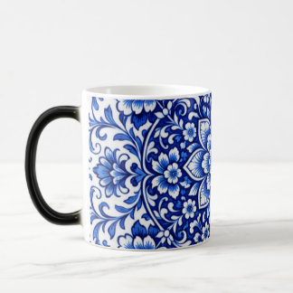 Mágica Taza de cerámica floral vintage | Botanica azul y 