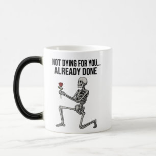 Mágica Taza de esqueleto con rosa de humor negro divertid