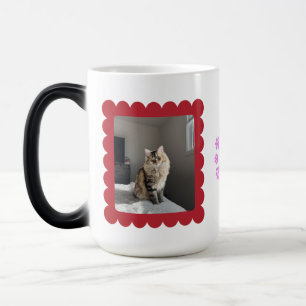 Mágica Taza de Foto de Gato Two Tone - Personalizada Negr