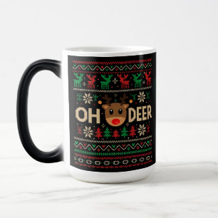 Mágica Taza de jersey feo de Navidad Oh Deer