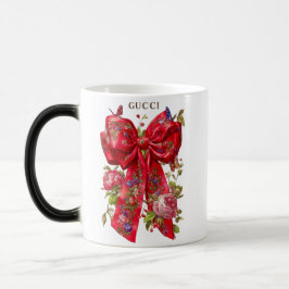 Mágica Taza de lujo con lazo rojo que cambia de color