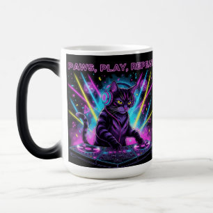 Mágica Taza DJ Gato Paws Play Repeat Regalo Divertido A
