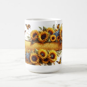Mágica Taza envoltorio de girasol y mariposa