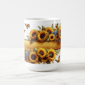 Mágica Taza envoltorio de girasol y mariposa