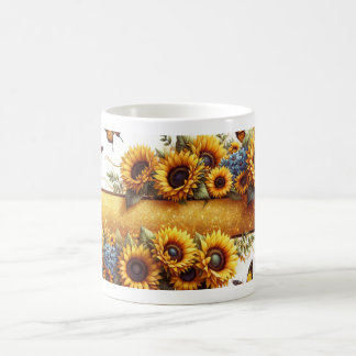 Mágica Taza envoltorio de girasol y mariposa